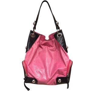 VTG 90s Y2K Tano Hot Pink Distressed Glazed Leather Shoulder Hobo Bag Baddie